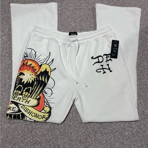 White Death Before Dishonor Sweatpants ED Hardy